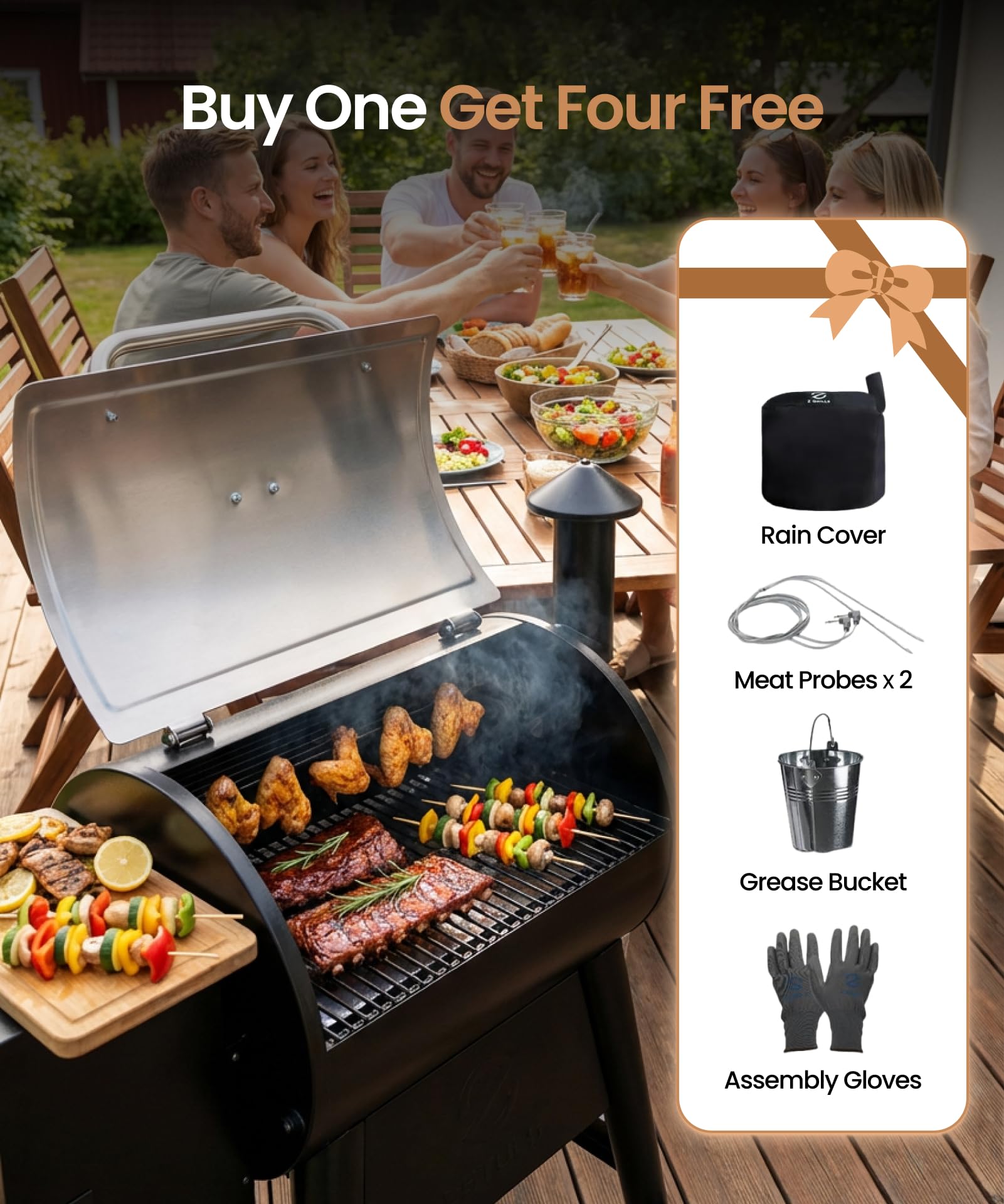 Z GRILLS ZPG-200APro Portable Tabletop Wood Pellet Grill and Smoker, Digital Control, 8 in 1 BBQ Grill for Outdoor Kitchen, Backyard, 202 Sq Inches of Cooking (Black)