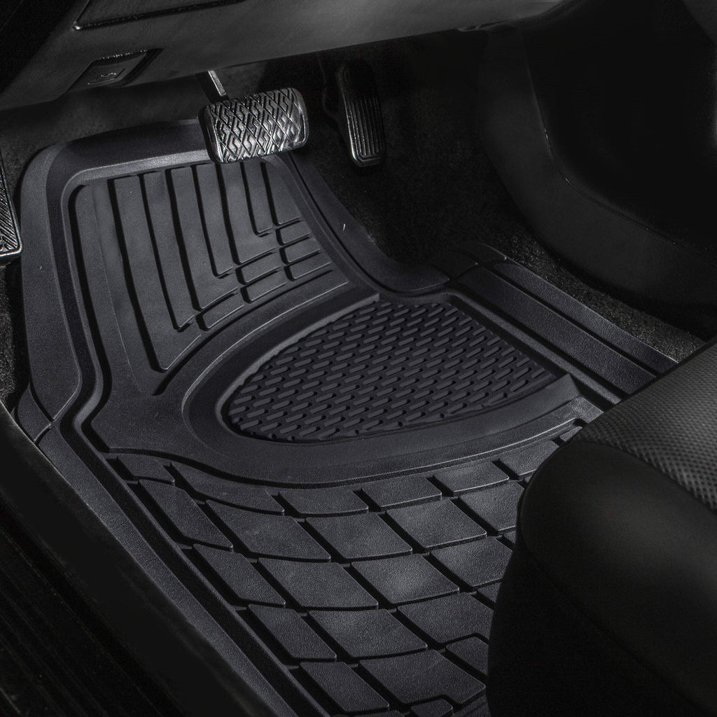 FH Group Automotive Floor Mats - Heavy-Duty Rubber Floor Mats for Cars, Universal Fit Full Set, Climaproof Floor Mats, Trimmable Floor Mats for Most Sedan, SUV, Truck Floor Mats Beige