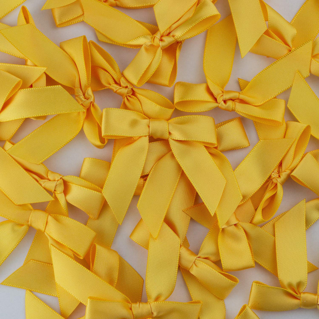 7Rainbows 50pcs Boutique 1.5" Black Satin Ribbon Mini Bows for Craft Sewing Scrapbooking Wedding and Gift Wrapping