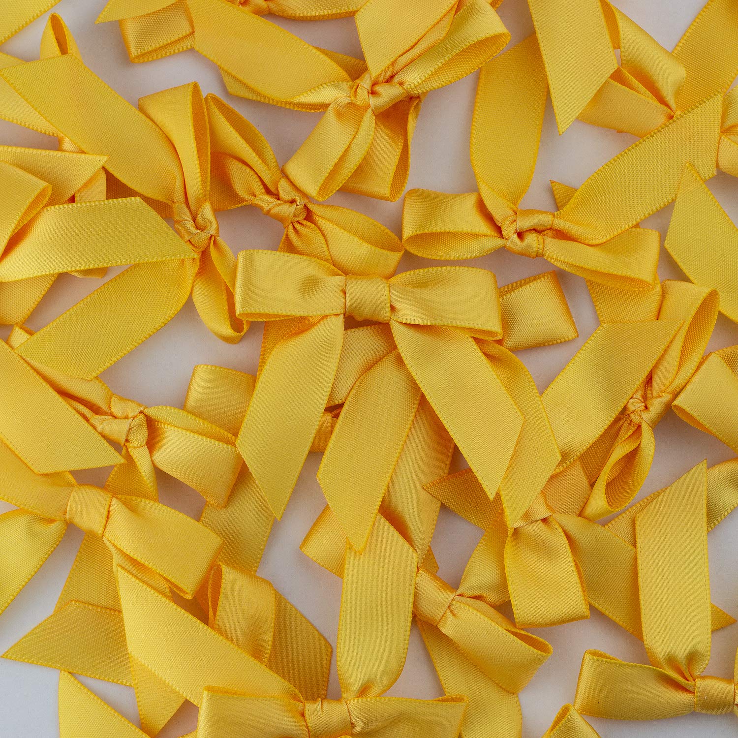 7Rainbows 50pcs Boutique 1.5" Black Satin Ribbon Mini Bows for Craft Sewing Scrapbooking Wedding and Gift Wrapping
