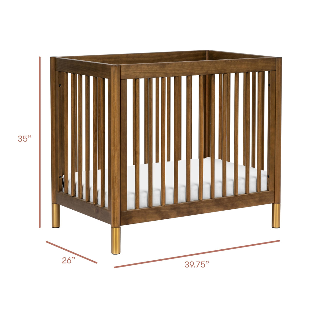 Babyletto Gelato 4-in-1 Convertible Mini Crib with Toddler Bed Conversion in Honey with Vegan Tan Leather Feet, Greenguard Gold Certified