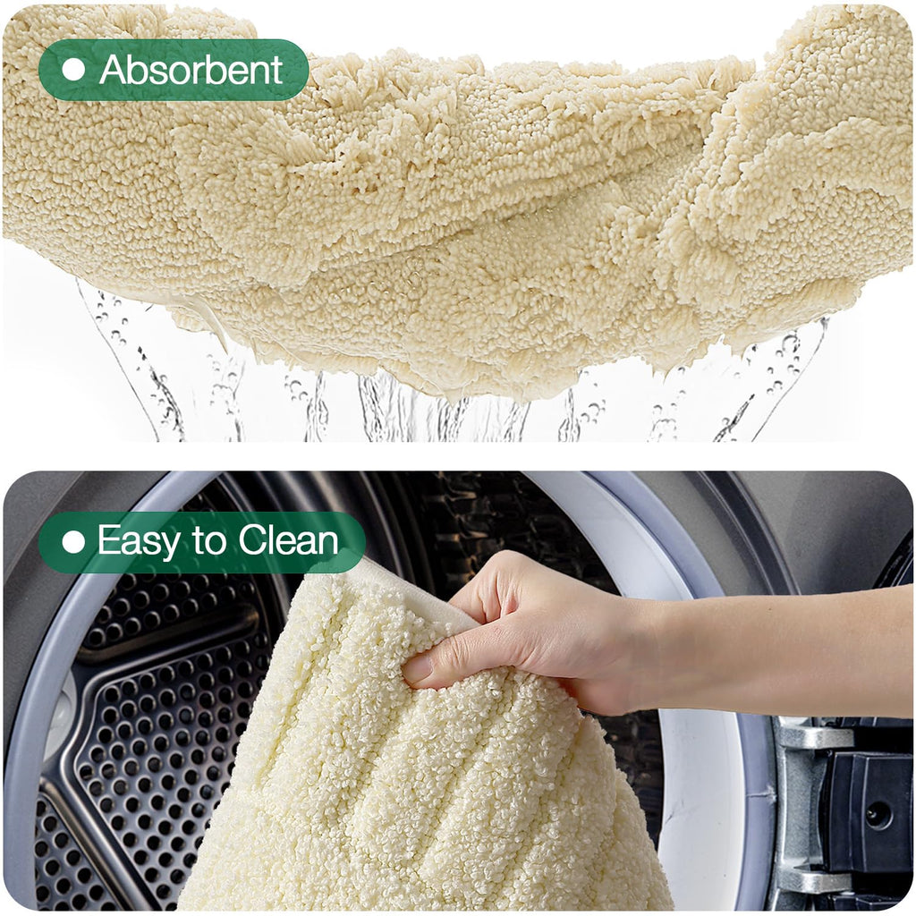 LUMI Bathroom Rugs Non Slip with Rubber Backing, Extra Soft Plush Microfiber Bath Rug Absorbent, Machine Washable Bath Mat Quick Dry for Tub, Shower, Hotel, Beige, 16"x24"