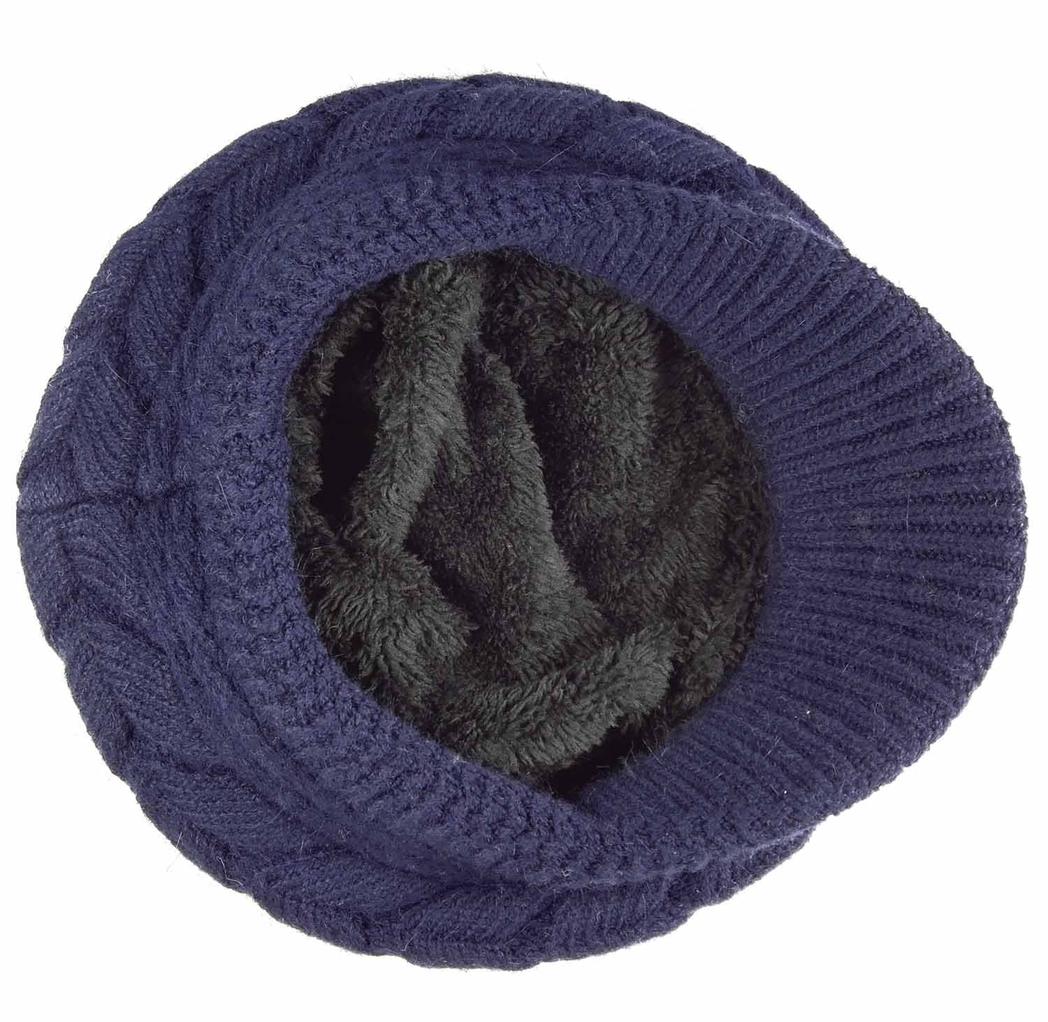 Women Winter Warm Knit Hat Wool Snow Ski Caps with Visor