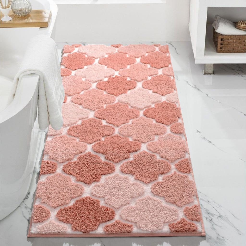 DEXDE Bathroom Rugs Runner 24x47 Long Bath Rug Non Slip Soft Washable Large Bath Mats for Bathroom Bedroom Hallway Kitchen Floor Carpet Modern Boho Decor, Beige