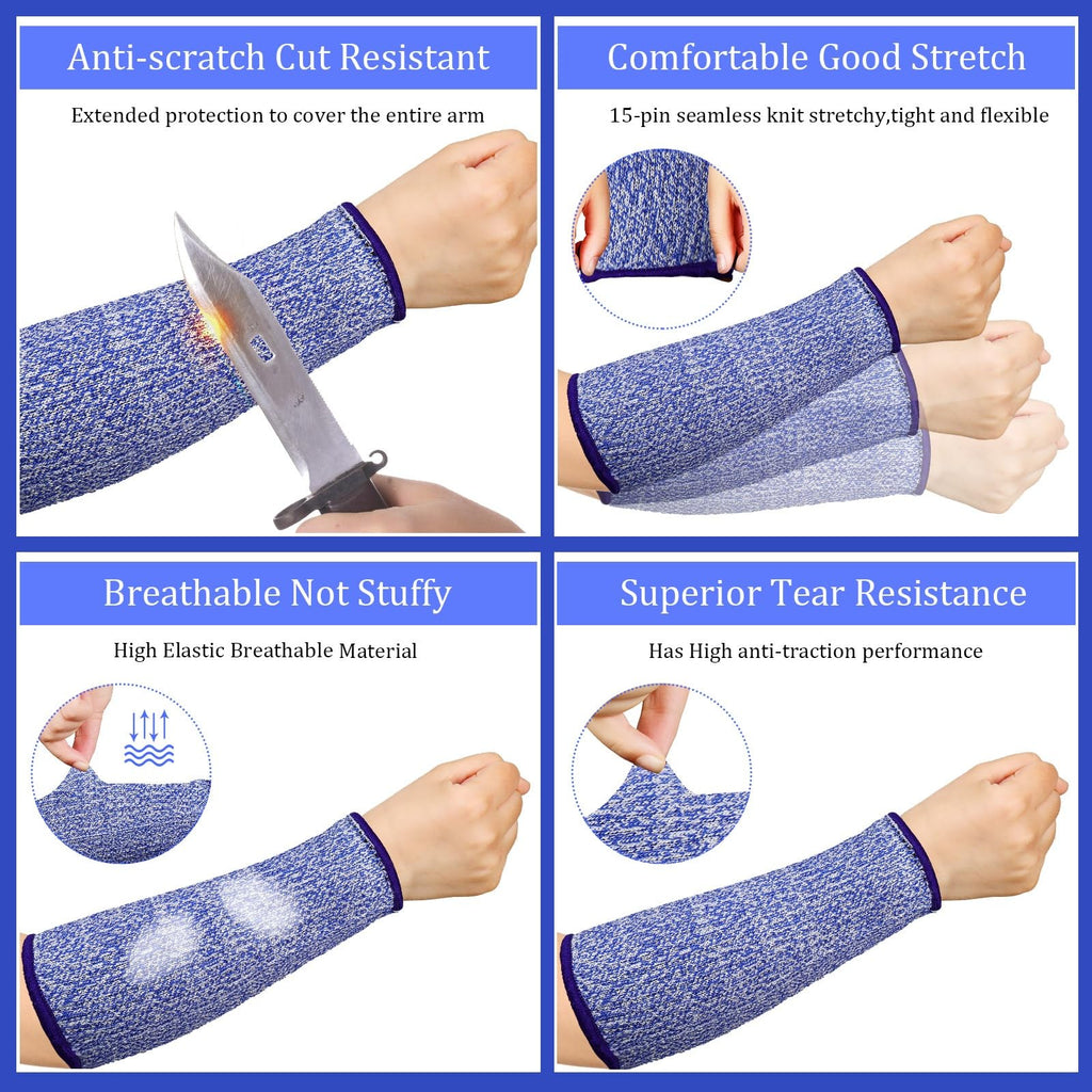 Sintege 3 Pairs Arm Protectors for Thin Skin and Bruising Cut Resistant Forearm Sleeve Level 5 Arm Burn Protection Sleeve (Black,7.9 Inch)