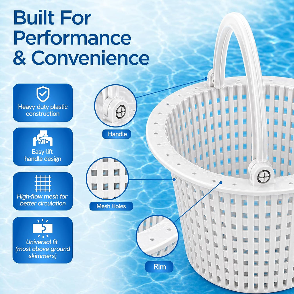 Pool Skimmer Basket 2 Pack - Pivot Handle - 6.45 in - Plastic