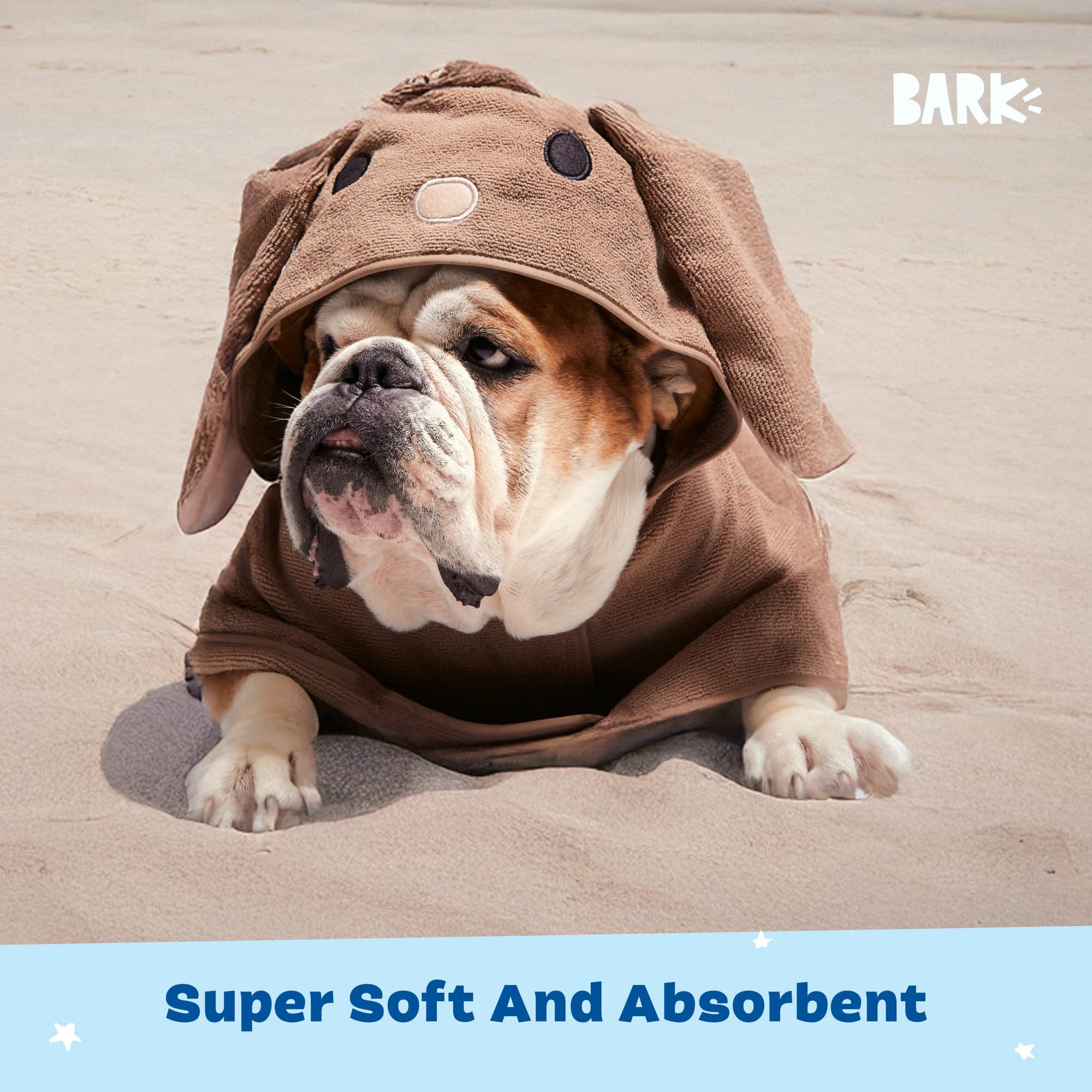 Barkbox Dog Bathrobe Fast Drying with Hook and Loop Closure & Wrap Tie Snuggle, Cute Dogs Clothes, Easy to Clean, Machine Washable, Dog Coats and Tumble Dry Low - Bunny, Medium