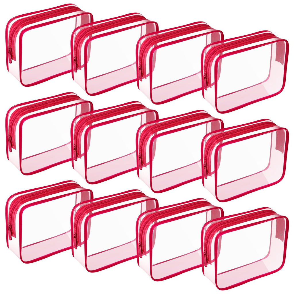 Weewooday 12 Pieces Clear Makeup Bags Cosmetic Storage Bags PVC Zipper Pouches Travel Waterproof Makeup Plastic Case for Women Organizing Toiletries Traveling Bathroom(Medium,Black)