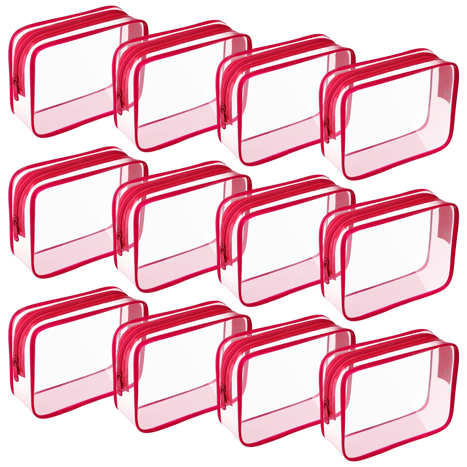 Weewooday 12 Pieces Clear Makeup Bags Cosmetic Storage Bags PVC Zipper Pouches Travel Waterproof Makeup Plastic Case for Women Organizing Toiletries Traveling Bathroom(Medium,Black)