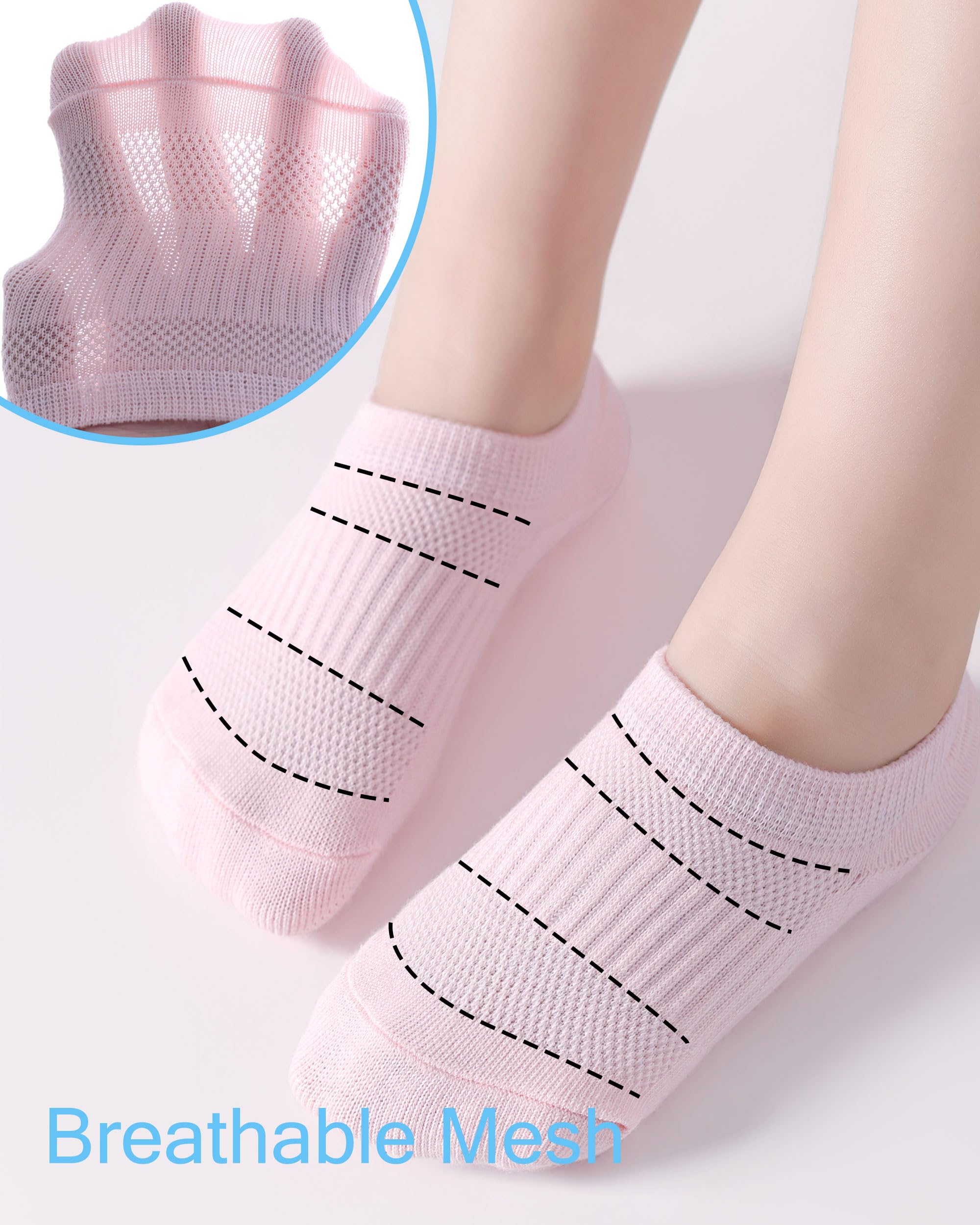 No Show Cotton Socks for Girls and Boys - Low Cut, Breathable, Non-Slip Short Socks for Kids - 5/10 Pairs