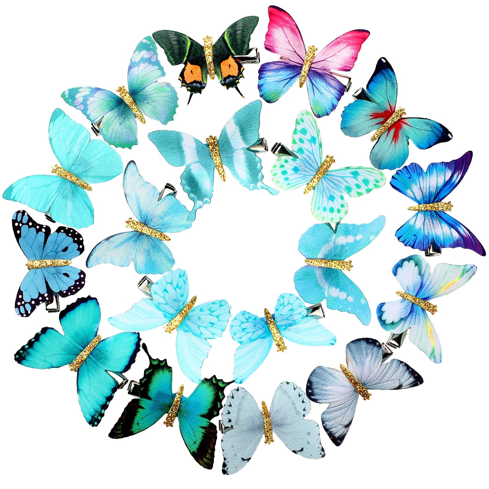 Boao 18 Pieces Glitter Butterfly Hair Clips for Girls Teens Women Hair Accessories (Bright Style)