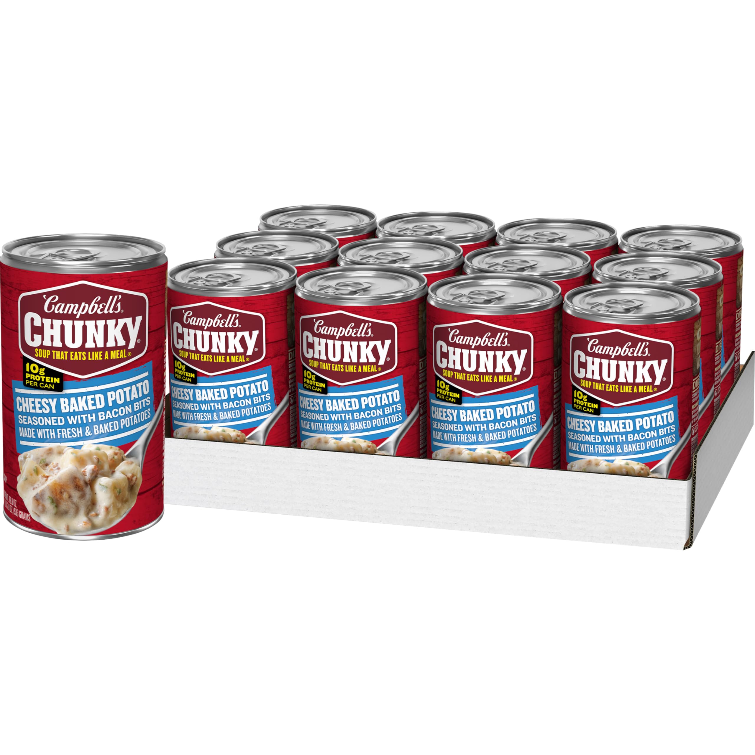 Campbell’s Chunky Soup, Baked Potato with Cheddar and Bacon Bits Soup, 18.8 Oz Can