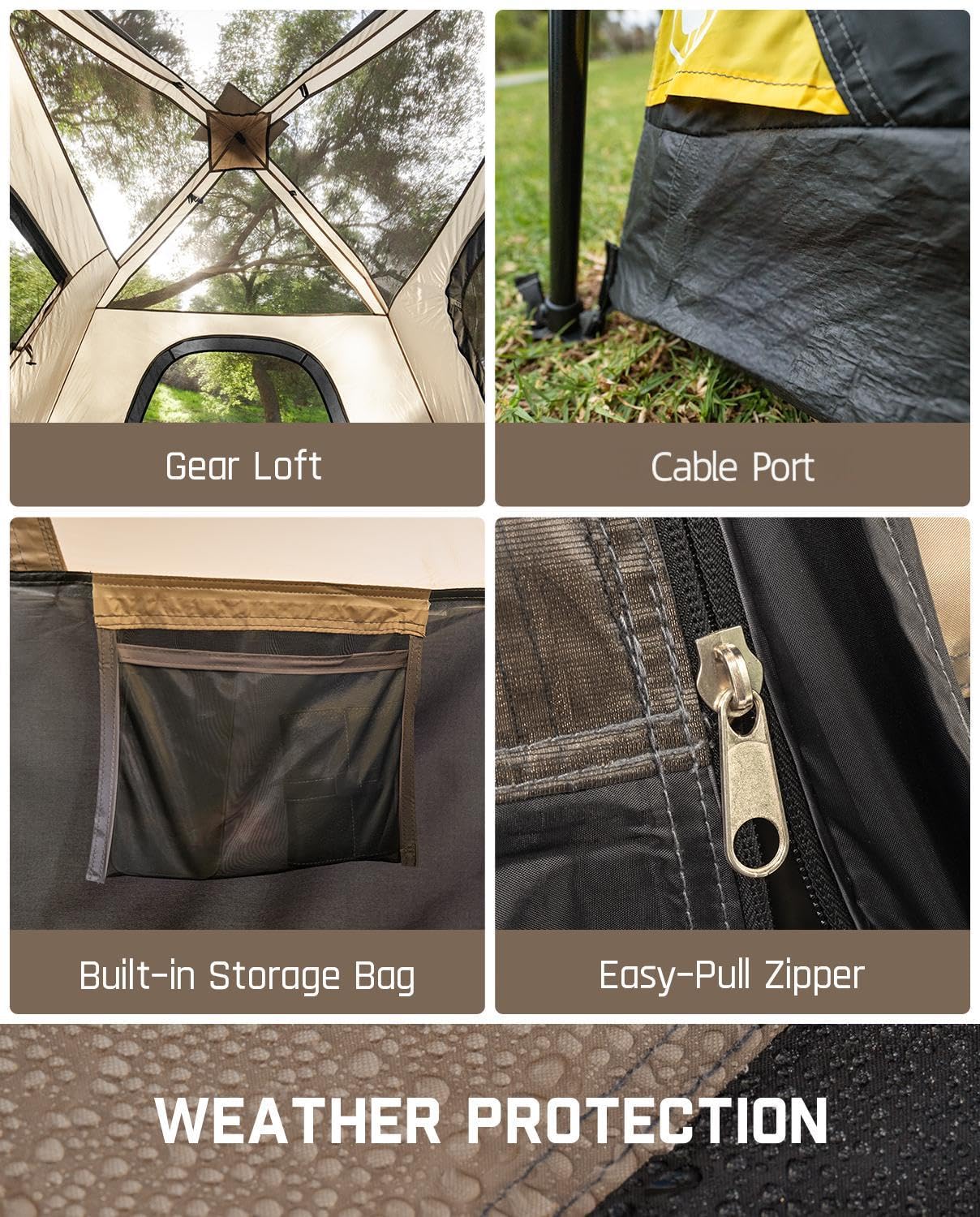 FanttikOutdoor Camping Tent 4/6/8/10 Person Instant Cabin Tent Setup in 60 Seconds with Rainfly & Windproof Portable with Carry Bag for Family Camping & Hiking