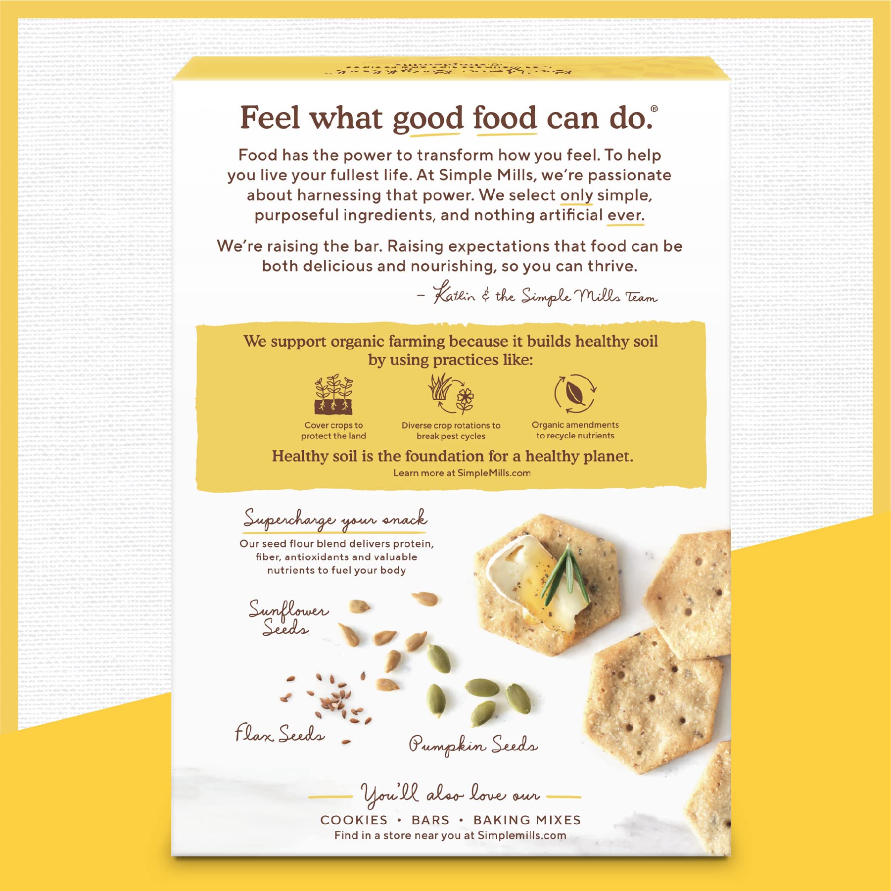 Simple Mills Organic Seed Crackers, Original, Gluten Free, Flax Seed, Sunflower Seeds, Corn Free, Low-Calorie Snacks, Plant Based, Nutrient Dense, 4.25oz, Pack of 1