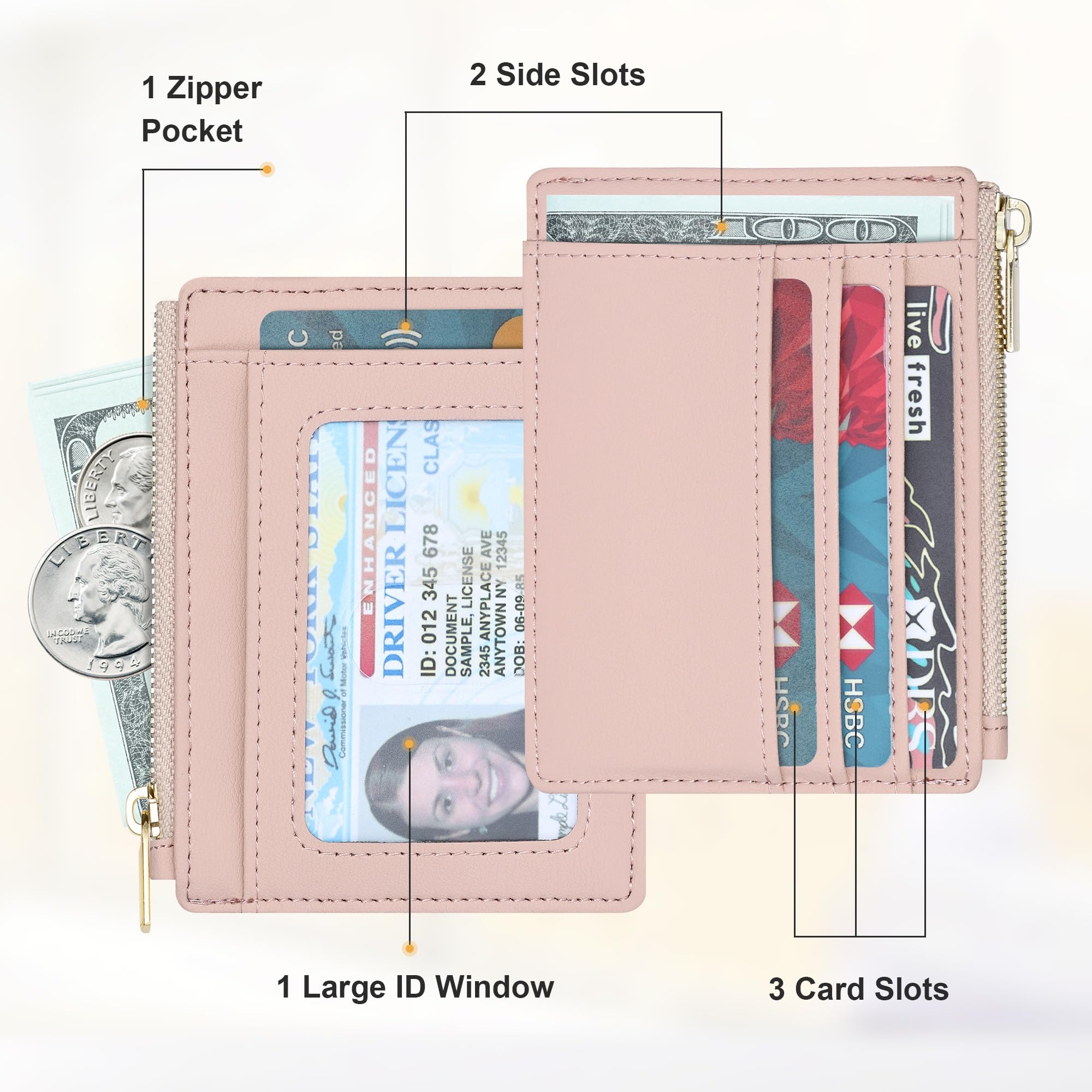 Sodsay Card Case Slim Front Pocket Wallet for Women Credit Card Holder with Keychain | Slim, Credit Card Holder, Front Pocket, with Keychain | Slim