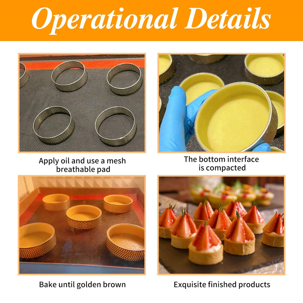 RICHSC-PAN Stainless Steel Perforated Tart Ring Set, 16 Packs Food-Grade, 3.15 Inches and 2.36 Inches, Suitable for All Kinds of Small Fruit Tart Crusts.