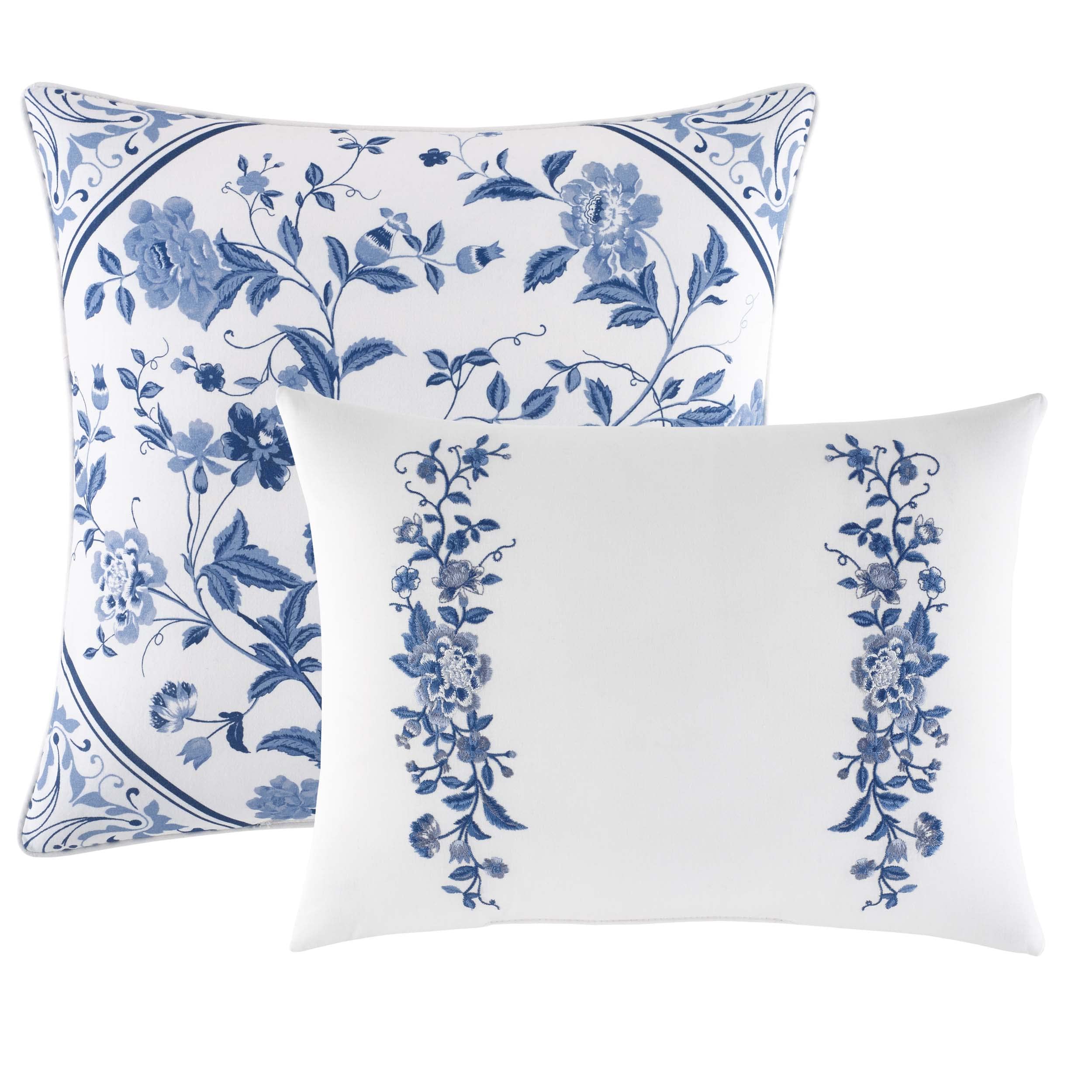 Laura Ashley - Duvet Set, Super Soft & Cozy Bedding, Includes Matching Shams & Bonus Throw Pillow Covers, Coquette Room Decor (Hope Patchwork Blue, Twin)