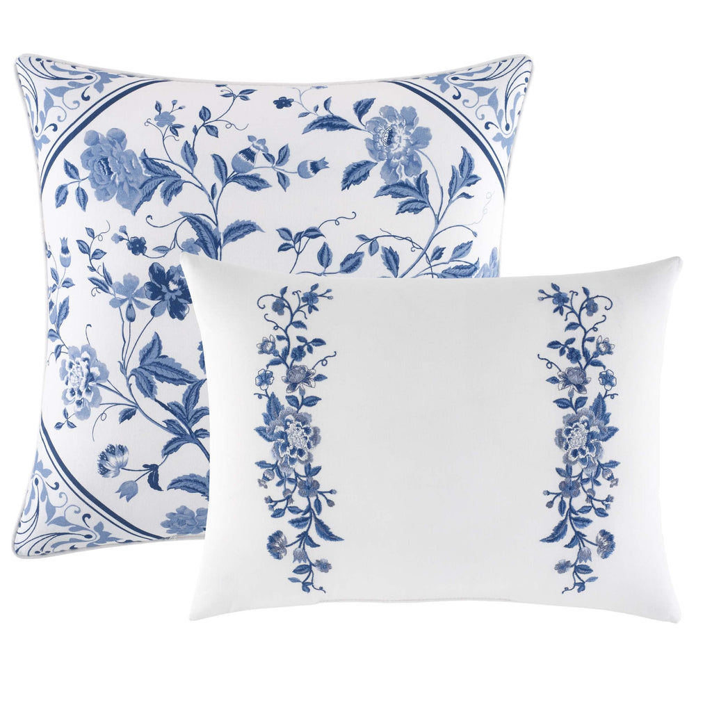 Laura Ashley - Duvet Set, Super Soft & Cozy Bedding, Includes Matching Shams & Bonus Throw Pillow Covers, Coquette Room Decor (Hope Patchwork Blue, Twin)