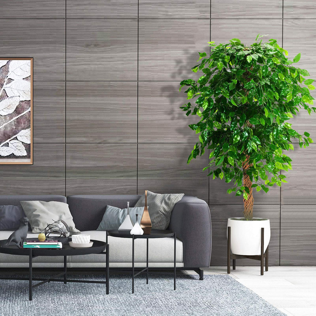 OXLLXO 5ft Artificial Ficus Silk Tree (60in) with Plastic Nursery Pot Faux Tree, Fake Plant for Office House Farmhouse Living Room Home Decor (Indoor/Outdoor)