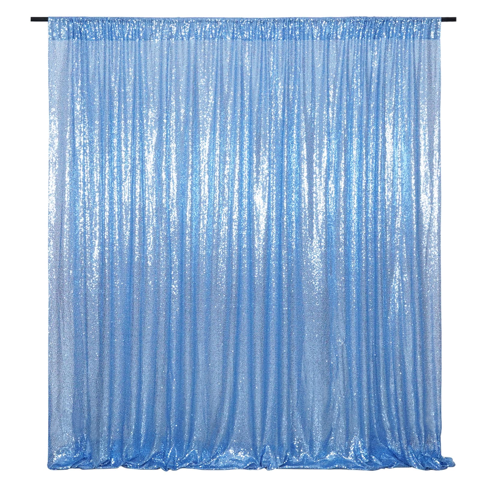Poise3EHome Baby Blue Sequin Backdrop Curtain, 2 Panels 2Ft x 8Ft Glitter Photography Background for Party Baby Shower Wedding Birthday Christmas Thanksgiving Halloween Decoration