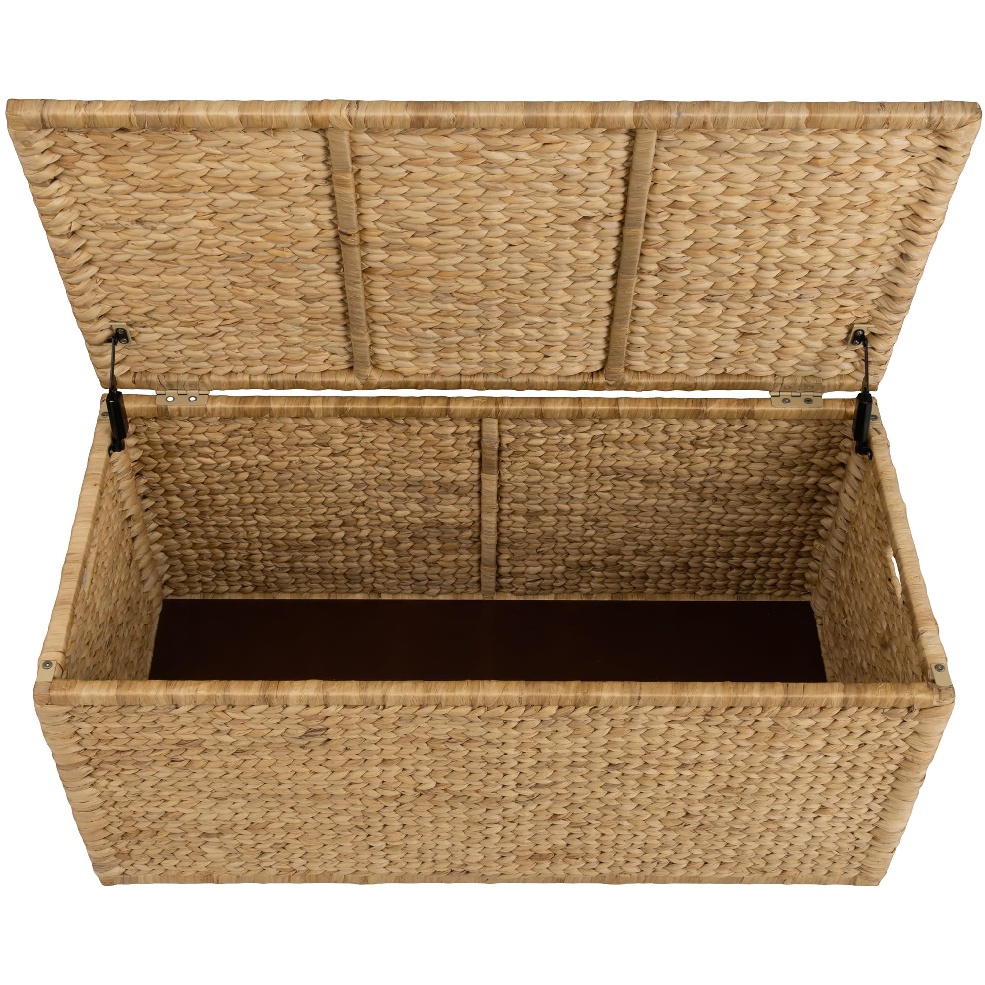 eHemco Heavy-duty Water Hyacinth Wicker Storage Trunk with Metal Frame, 30 by 17.5 by 17.5 Inches, Brown Wash