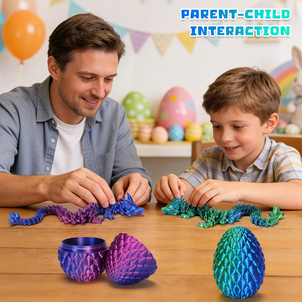 HEZUJ 3D Printed Dragon Dinosaur Egg,Articulated Crystal Dragon Fidget Toys,Prefilled Easter Basket Stuffers Eggs Filled, for Boys Girls Christmas Valentines Day Gifts (Purple Flying Dragon)
