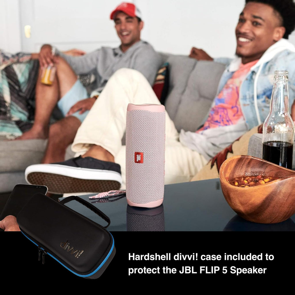 JBL Flip 5 (Black) + Bundle with divvi! Protective Hardshell Case