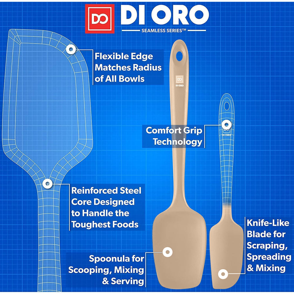 DI ORO Silicone Spatula Set - Rubber Kitchen Spatulas for Baking, Cooking, & Mixing - 600°F Heat-Resistant & BPA Free Silicone Scraper Spatulas for Nonstick Cookware - Dishwasher Safe (5pc, Black)