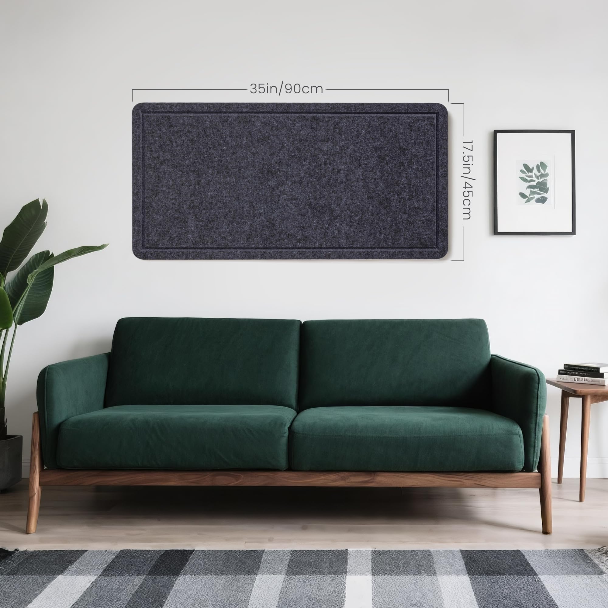 Lightomorrow Bulletin Board, 24 x 18 inches Decorative Felt Pin Board, Vision Board Cork Board Alternative for Wall, Foldable Photo Board Self-Adhesive Vision Board Mood Board with 20 Pushpins - Black