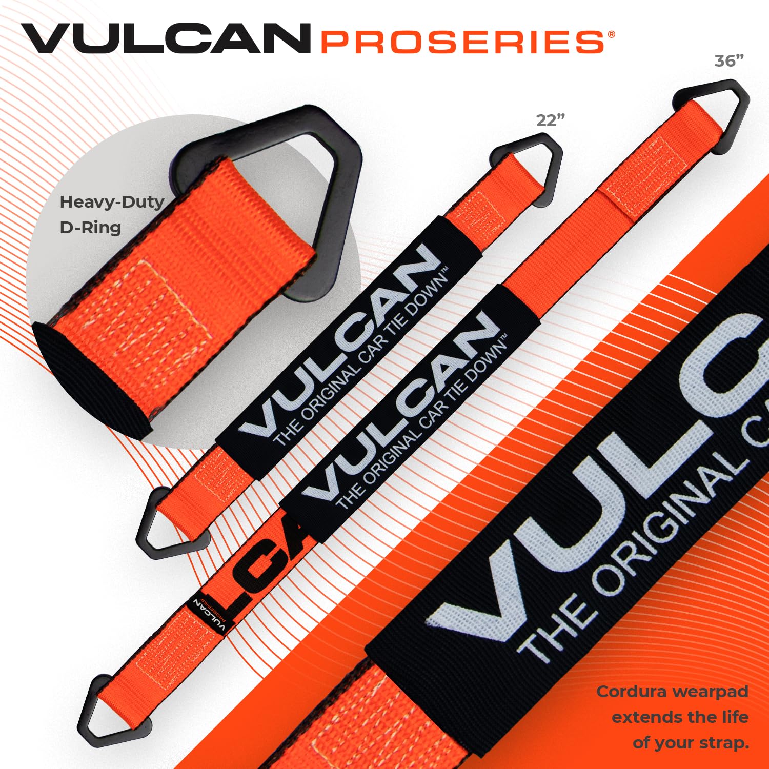 VULCAN Complete Axle Strap Tie Down Kit with Snap Hook Ratchet Straps - Classic Yellow - Includes (4) 22 Inch Axle Straps, (4) 36 Inch Axle Straps, and (4) 8' Snap Hook Ratchet Straps