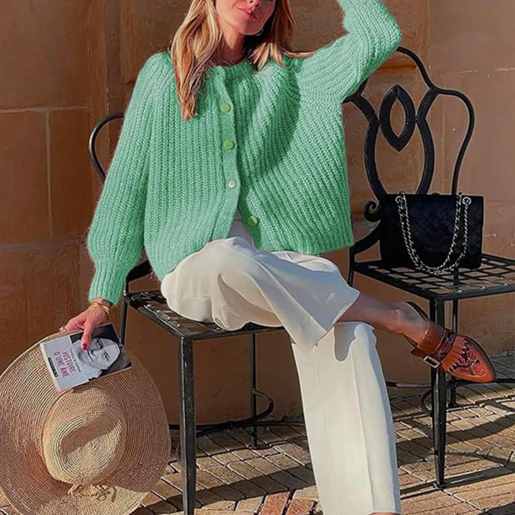 Hixiaohe Cardigan Sweater for Women Long Sleeve Button Y2K Chunky Knit Sweater Fall Casual Open Front Outwear Knitwear Coat