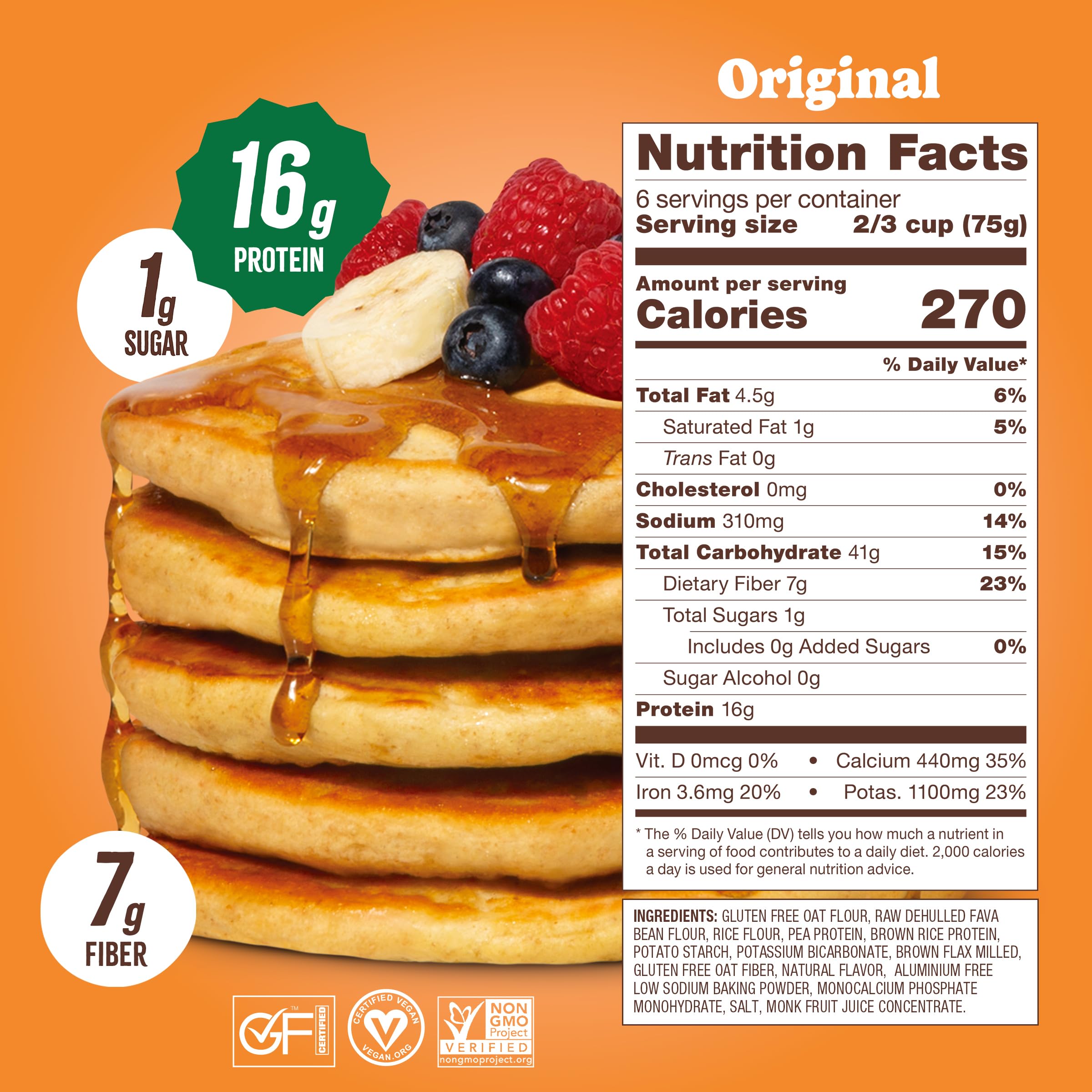 Flourish Protein Pancake & Waffle Mix, with Whey Protein & Flax Seed, No Added Sugar, High in Protein & Fiber - Just Add Water - Birthday Cake Flavour 16oz (2 pack)