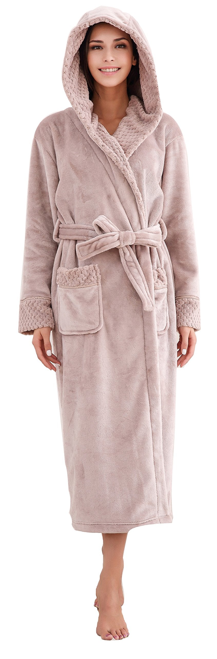 Richie House Women's Plush Soft Warm Fleece Bathrobe Robe RH1591