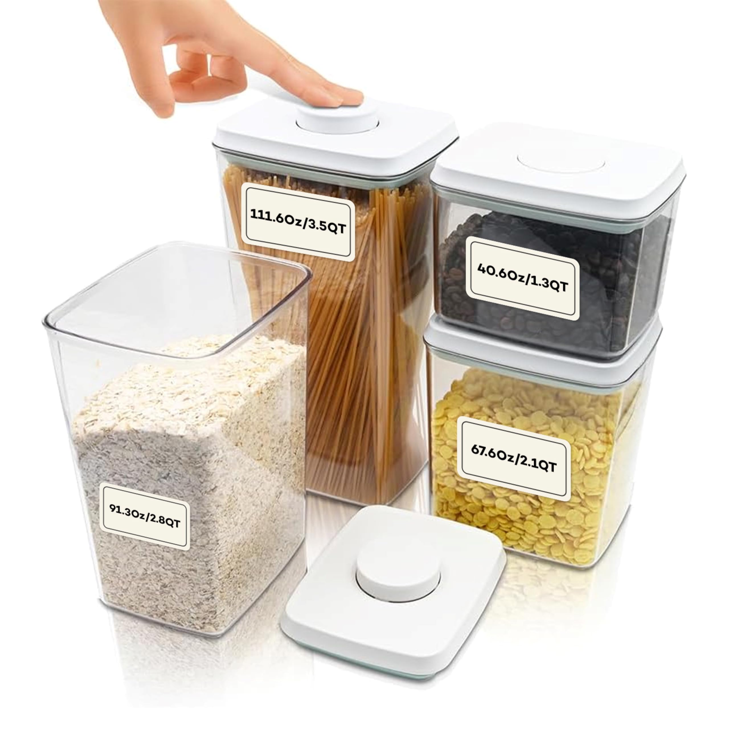 Bop Top Airtight Food Storage Containers with Lid 13.5 Cups / 108 oz | Kitchen Canister Sets | Air Tight Pantry Container | Pop Top Dry Food Storage Containers for Snacks, Sugar, Flour, Baking, Pasta