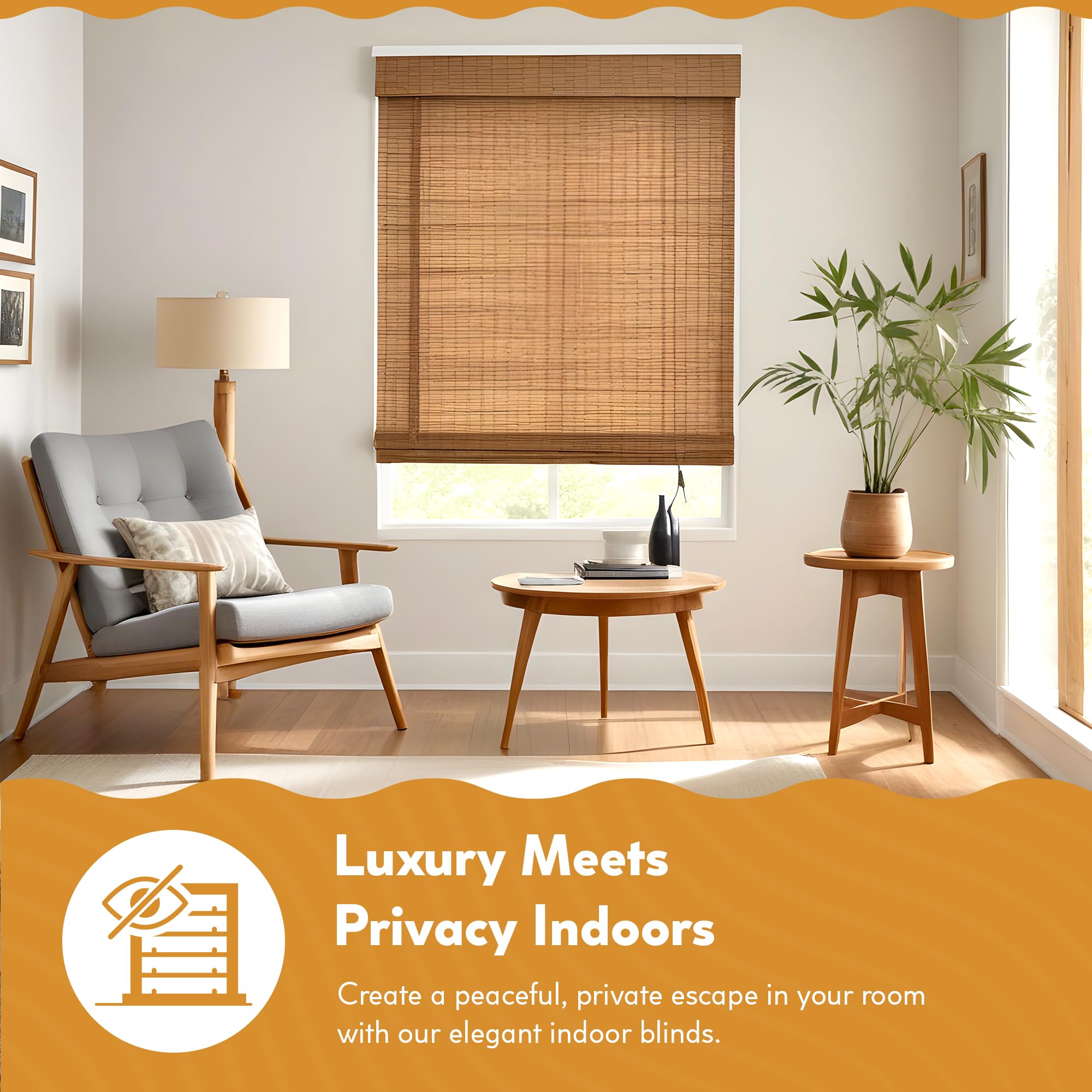 Radiance Cordless Bamboo Roman Shades for Windows - Flatstick Bamboo Blinds for Semi-Private Light Control - Easy to Lift & Fold Up Window Shades - Cocoa - 23 in. W x 64 in. L - (2216300E)