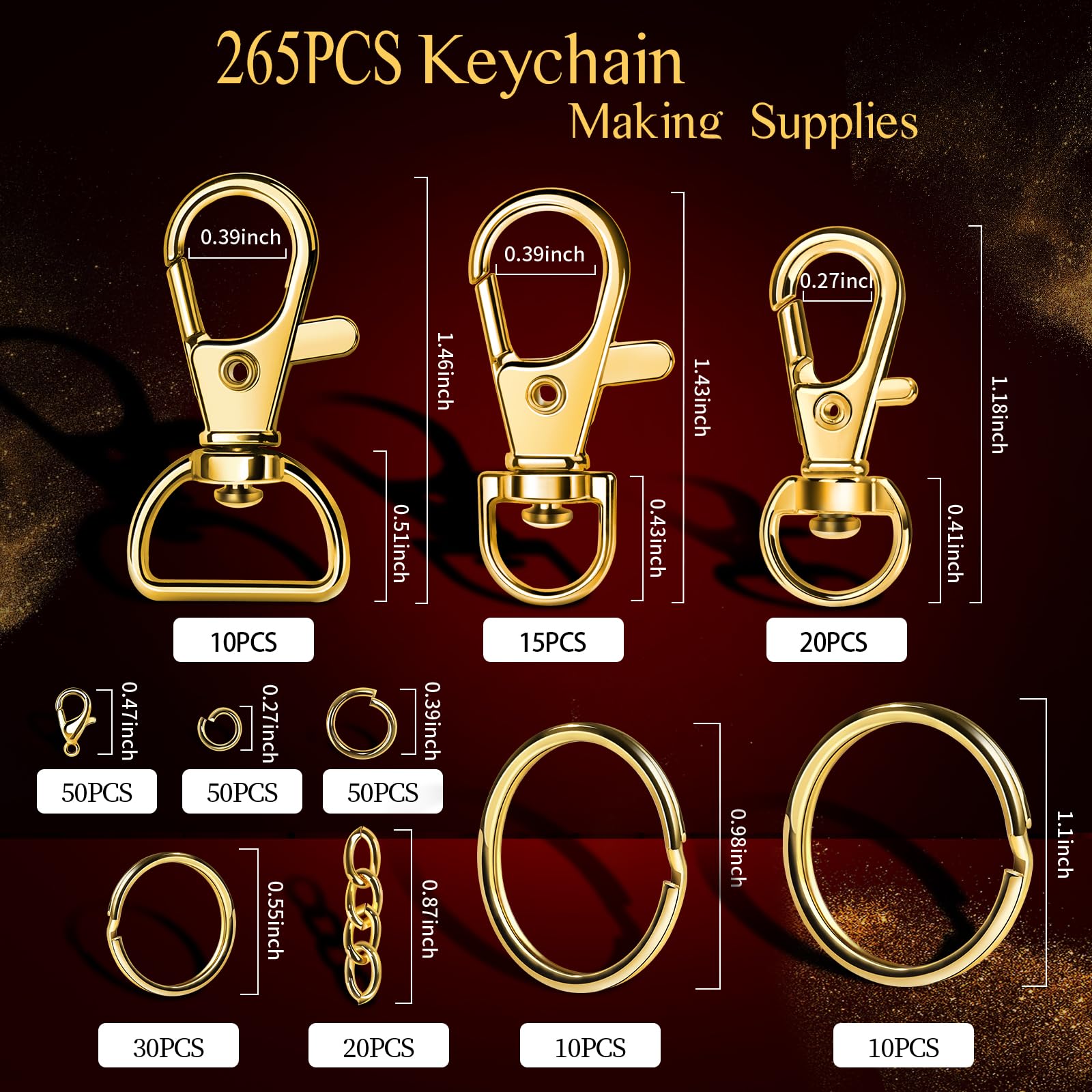 LEOBRO Keychain Making Kit, 265PCS Keychains Clips and Key Rings, Well Crafted Sturdy Key Chain Making Kit, Key Chain Rings, Keychains Hooks, for Key Chains, Lanyard, Jewelry Making, Crafts, Silver