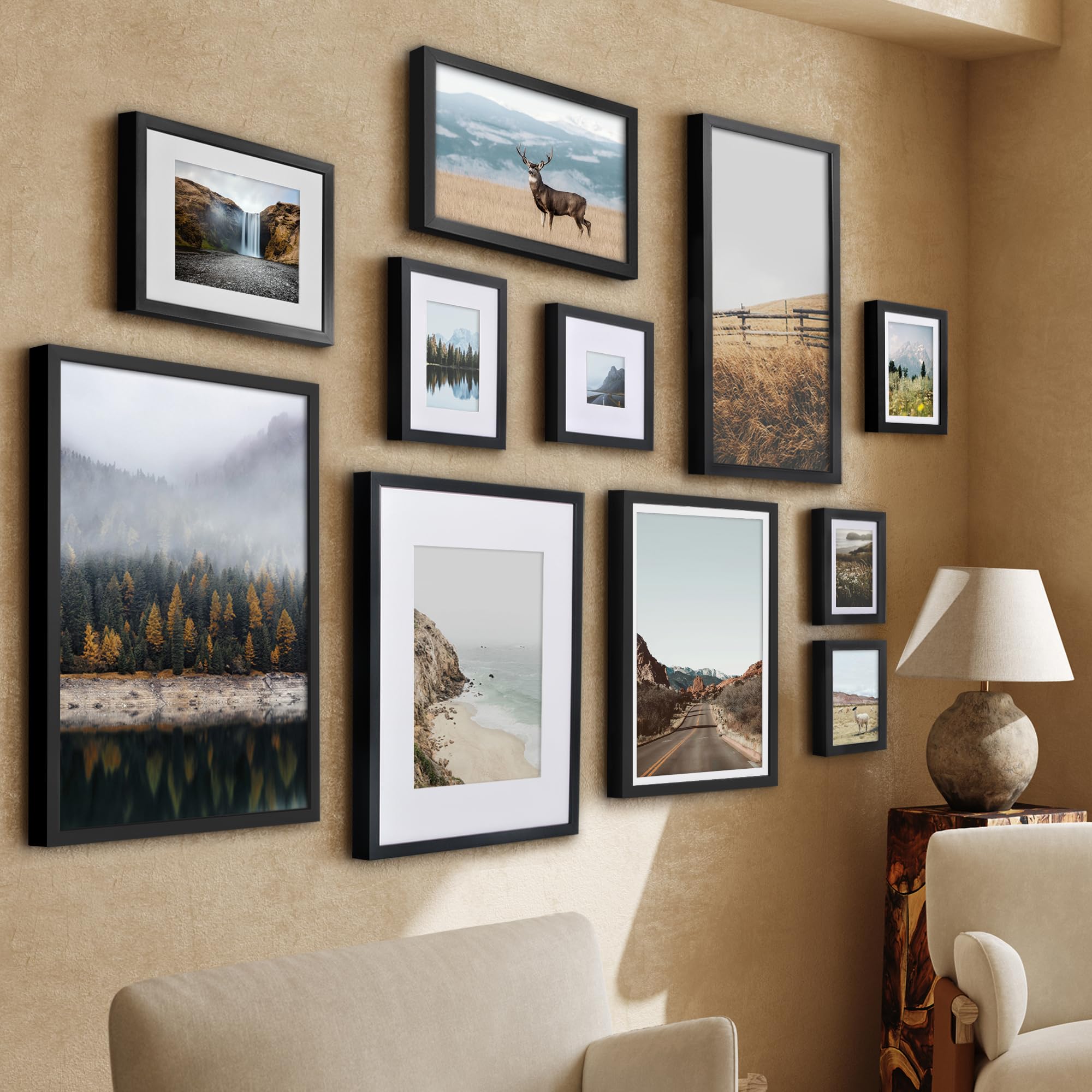 Americanflat 5x7 Picture Frame with Shatter-Resistant Glass - Soho Collection - Gallery Style Deep Molding Picture Frames for Tabletop and Wall Display - Black