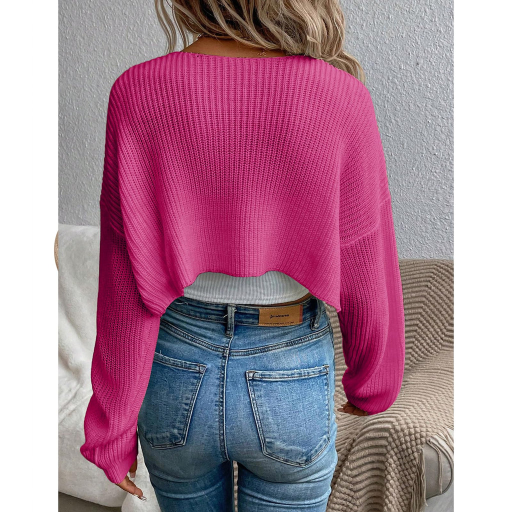 Women's Cardigan Shrugs Long Sleeve Knit Cropped Bolero Shrug Open Front Casual Cardigans for Dresses