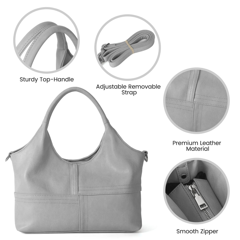 KOGTLA Medium Vegan Leather Purses for Women with Detachable Satchel Strap, Ladies Handbags, Tote Hobo Bags with Two-Handle