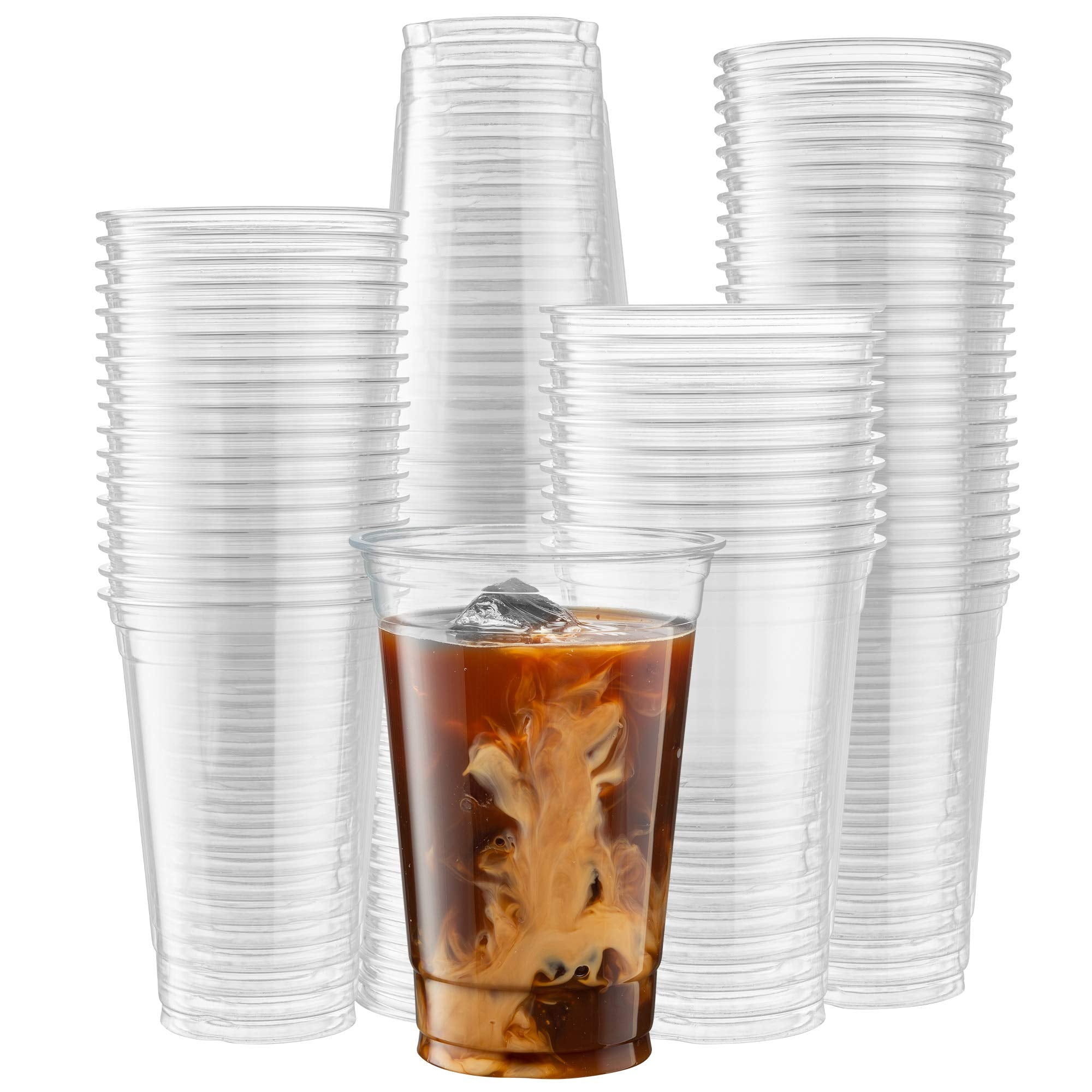 Crystal Clear PET Cups for Iced Coffee,Milkshake, Cold Drinks, Slush, Smoothy's, Slurpee, Ice cream, Dessert, Party's, Plastic Disposable Cups (50, 12 oz)