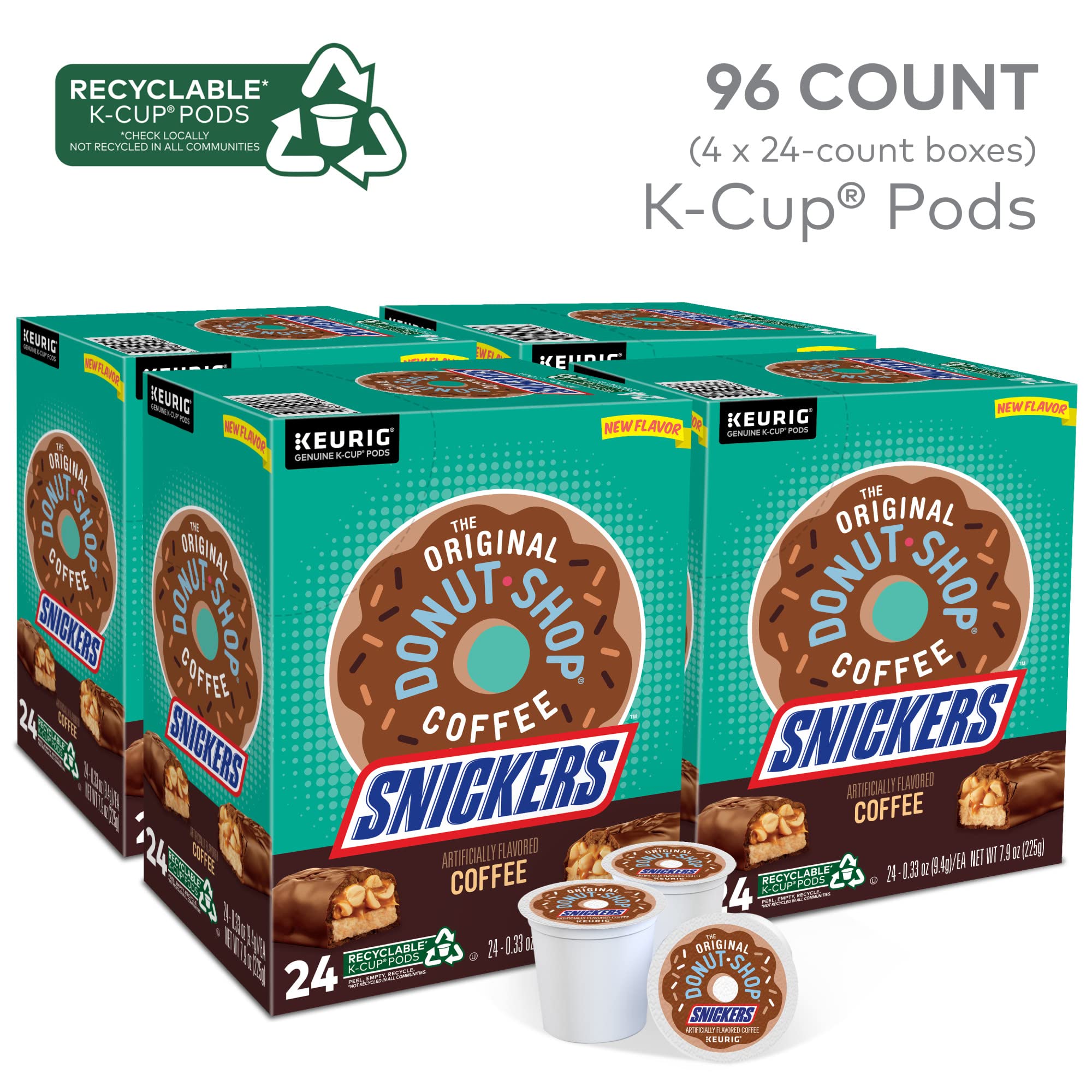 The Original Donut Shop Coffee Chocolate Glazed Donut Keurig Single-Serve K-Cup Pods, Medium Roast Coffee, 60 Count (6 Packs of 10)