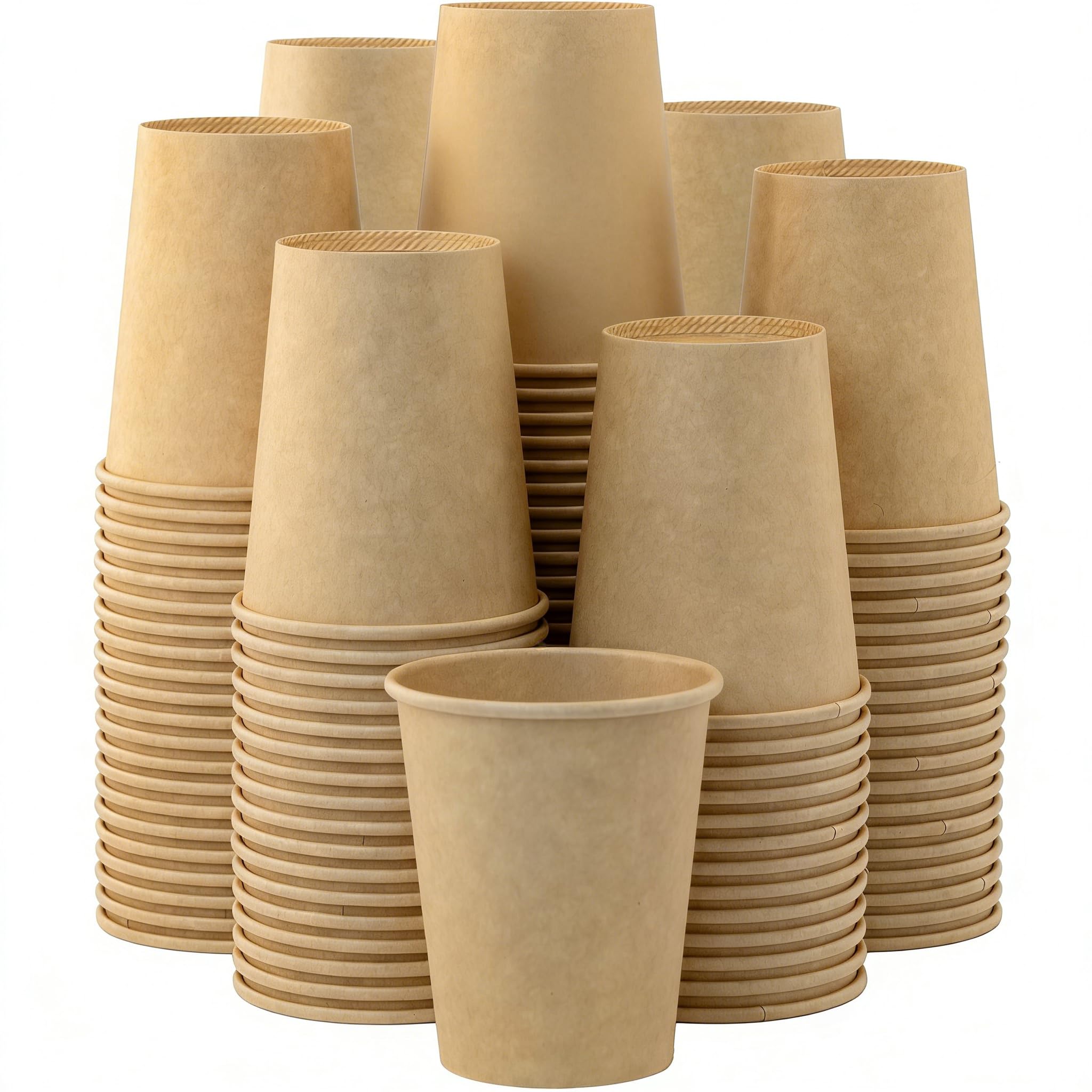 16 oz 100 Pack Corrugated Ripple Wall Disposable Coffee Cups with Lids and Straws, Heavy Duty Insulated Cups for Hot Beverage or Cold Drinks, Bulk for Restaurants, Offices, Coffee Shops(Black)
