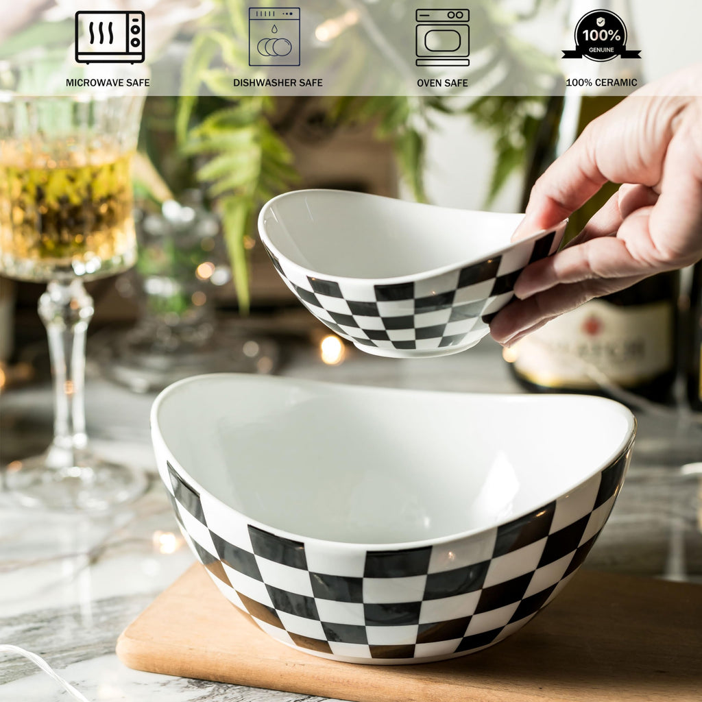 Miamolo 3 Tier Serving Bowls with Stand for Entertaining Party | Ceramic, Chip and Dip Set | Food Display for Fruit Salad Snacks | Space-saving Storage | Microwave & Dishwasher Safe