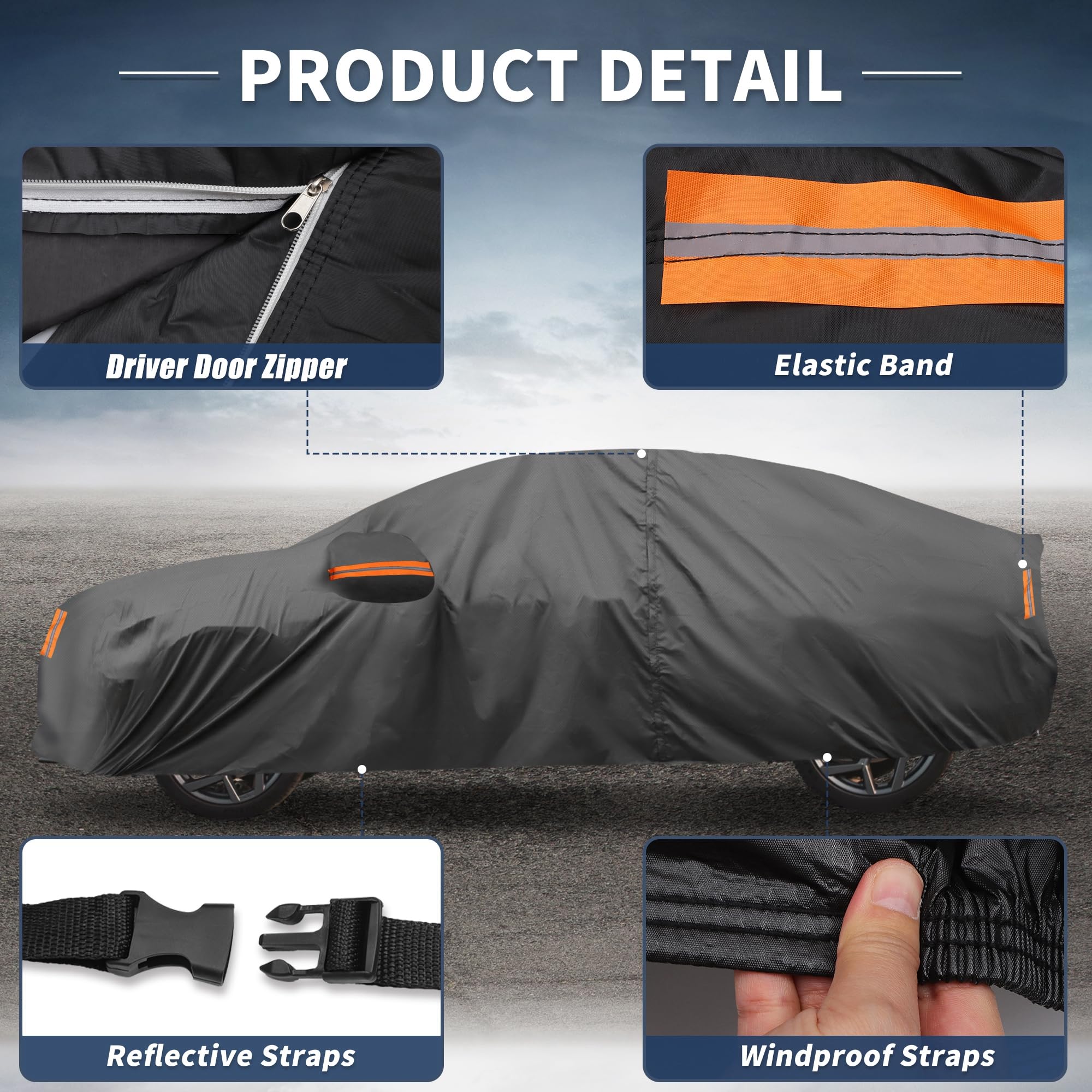 X AUTOHAUX Car Cover for Mini Cooper 2DR 2002-2021 210D-PU Outdoor Full Car Cover All Weather with Door Zipper
