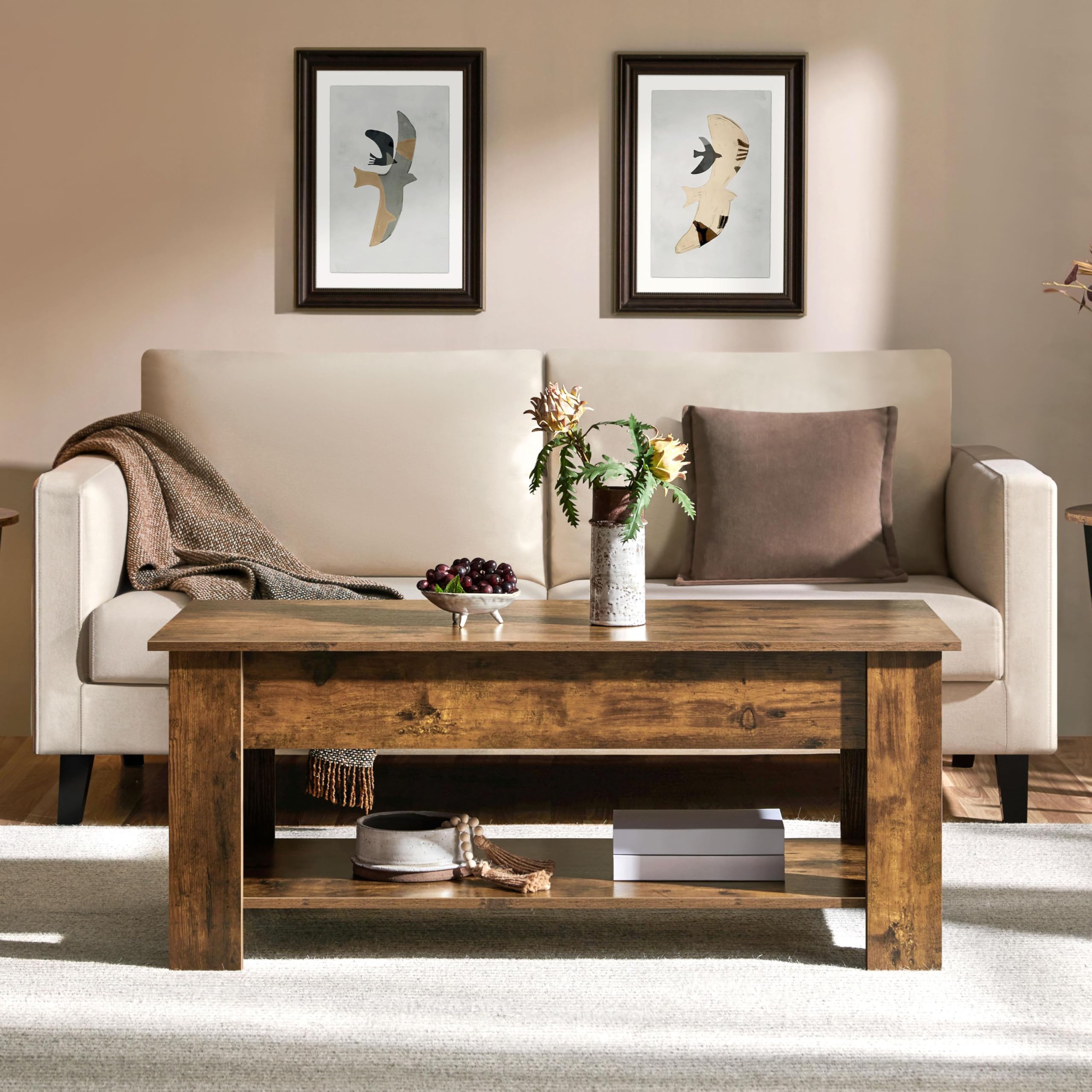 Yaheetech Wooden Coffee Table, Lift Top Coffee Table with Large Hidden Storage Shelf, Lift Tabletop Dining Tables for Living Room, Home Small Space, 38.6in, Black