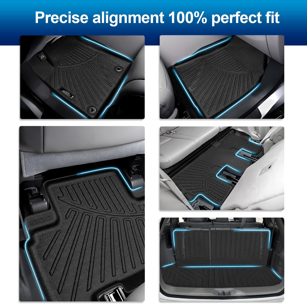 PELEUS Floor Mats for Toyota 4Runner 2003-2009 (4th Gen), All Weather Custom Fit Car Mats & Cargo Liner Set, Odorless TPE Heavy Duty Protection Accessories, Black (Only 5-Seat Models)