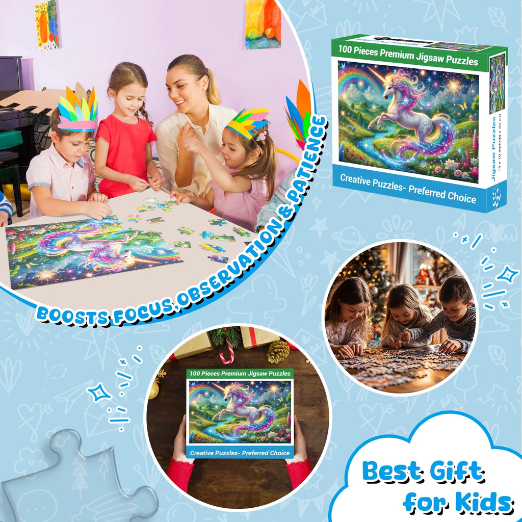 100 Piece Puzzles Rainbow Dinosaur Puzzle for Kids Ages 4-8 8-10, 100 Piece Jigsaw Puzzle for Children Learning Educational Puzzles Toys Birthday Gifts for Girls Boys, Dinosaur