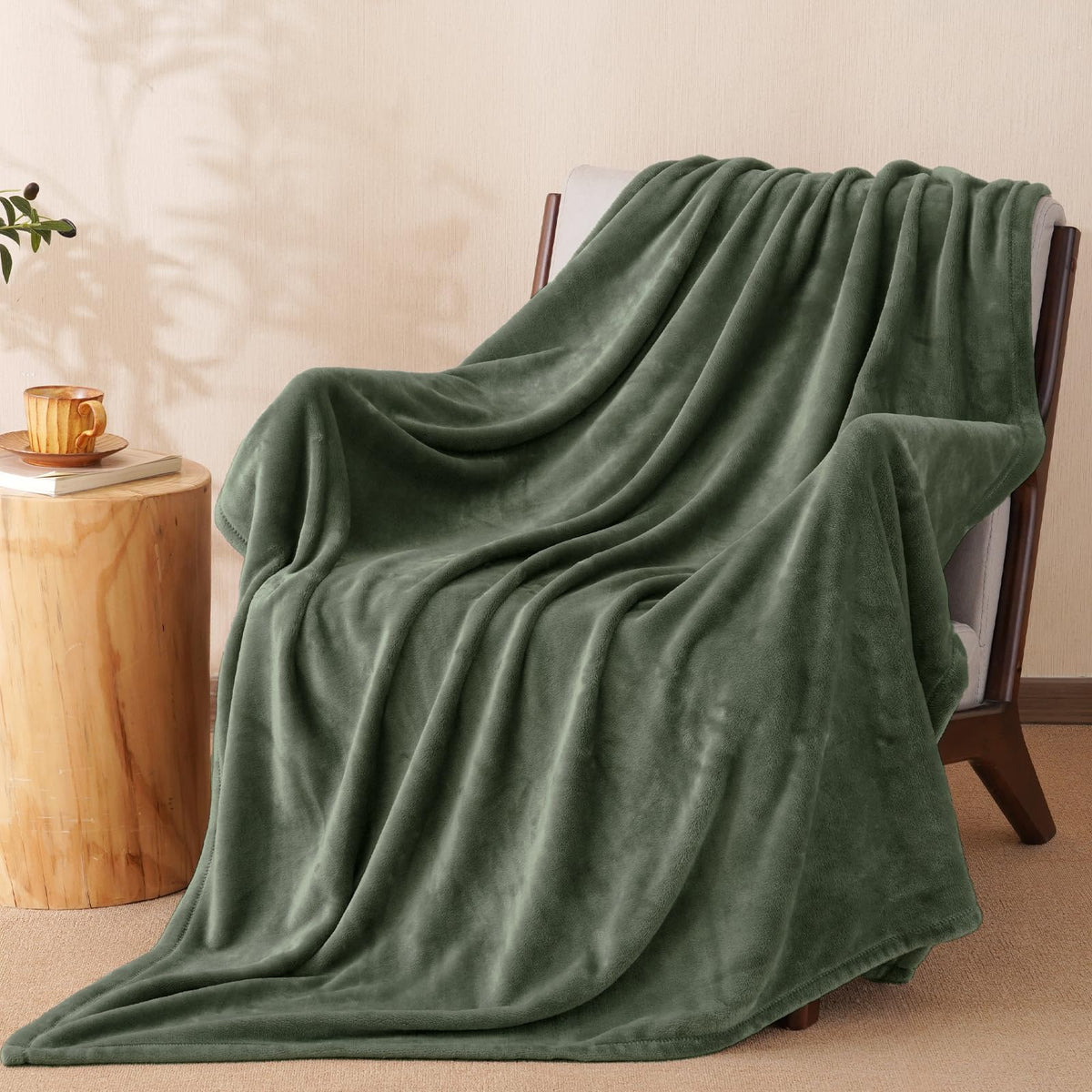 PHF Oversized King Big Fleece Blanket 120"x120", No Shed No Pilling Extra Large Soft Blanket, Giant 10'x 10' Lightweight for Bed, Sofa Travel and Camping, Suitable for All Season, Beige