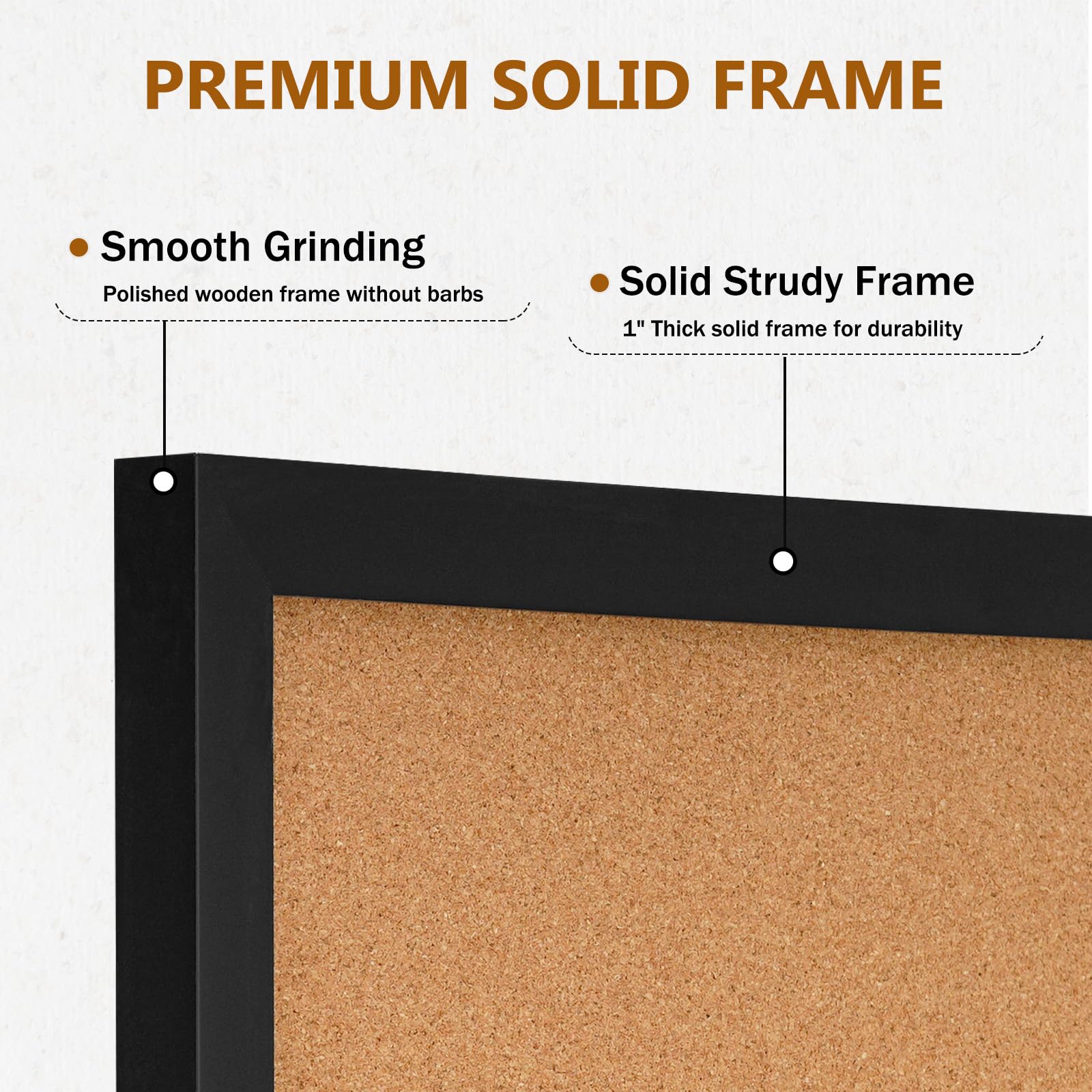 DOLLAR BOSS Black Cork Board with Linen Double-Sided 16''X 12'', Black Cork Boards for Walls, Wood Frame Bulletin Board Hanging Pin Board, Cork Board for Office Home School 1-Pack