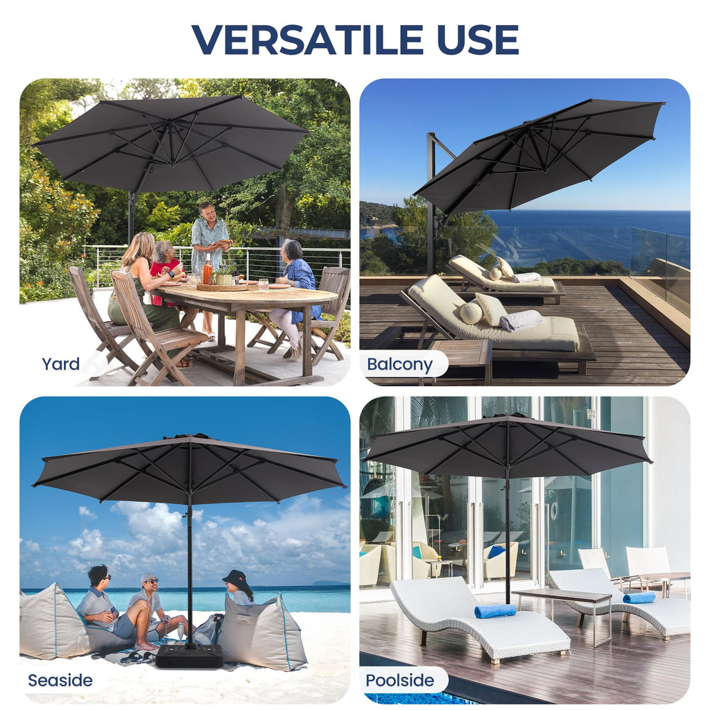 SUNVIVI OUTDOOR Outdoor Patio Umbrella, Patio Umbrella, Market Umbrella, Large Outdoor Umbrella, Metal Pole Umbrella with Push Button Tilt and Crank, Polyester Canopy